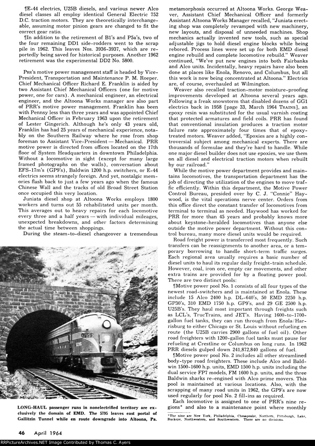 "Largest Locomotive Fleet," Page 46, 1964